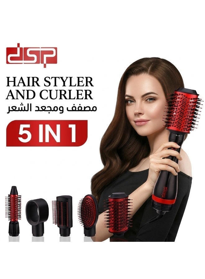 دي اس بي فرشاة تصفيف وتجعيد الشعر 5 في 1 من دي إس بي - فرشاة تكثيف الشعر بالهواء الساخن، وفرشاة تجفيف الشعر لتمليس الشعر وتجعيده وتصفيفه كصالونات التجميل في المنزل - Image 1