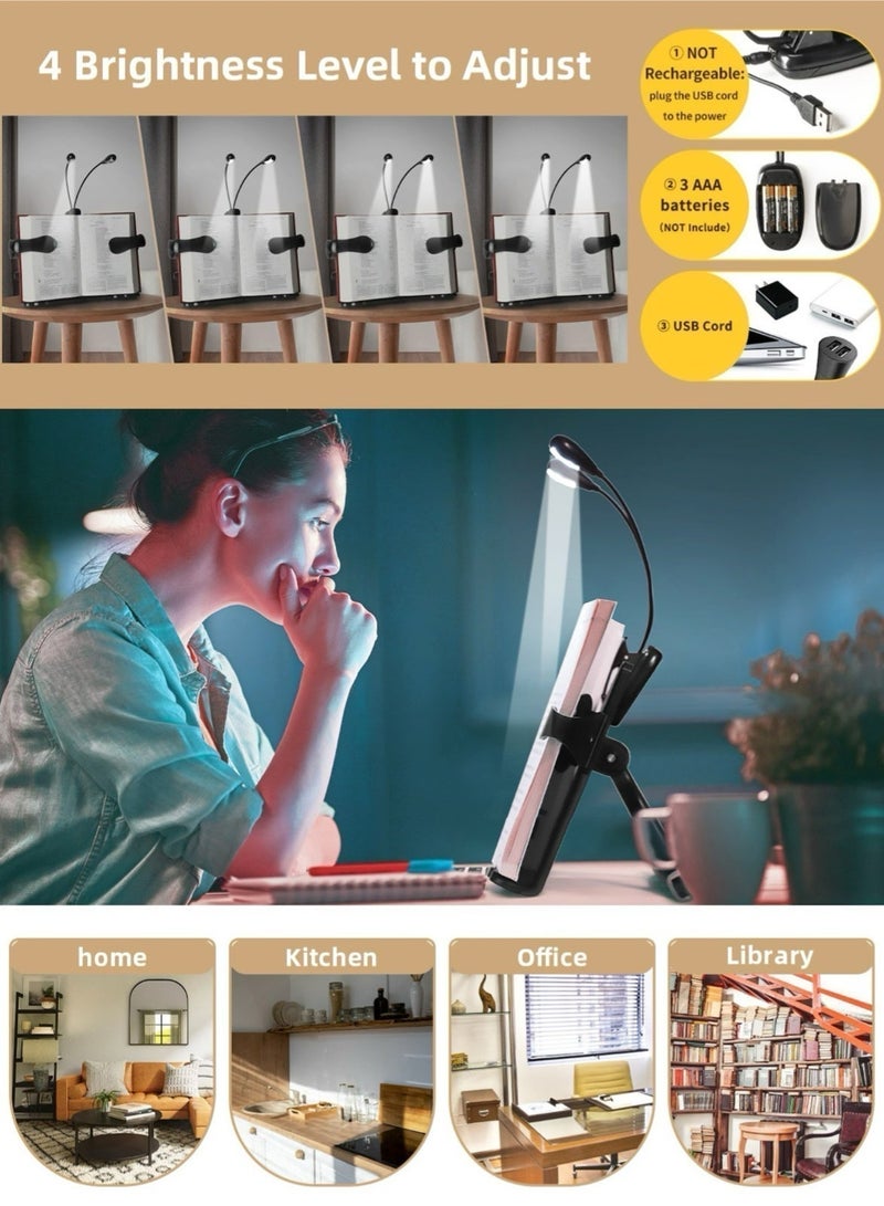 حامل كتب قابل للتعديل مع إضاءة LED مزدوجة للقراءة الليلية – عرض قابل للتوسيع 11-53 سم، تصميم مريح وقابل للطي للكتب والآيباد، قاعدة ثابتة مانعة للانزلاق - Image 2