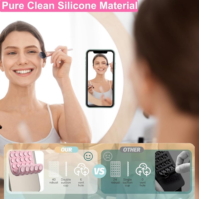 TARAVEE Suction Phone Case Anti-Slip Silicone, Phone Suction Sticker, Silicone Suction Phone Case for Hands-Free Mobile Accessory Holder Grip for Selfies Videos (Grey) - Image 4