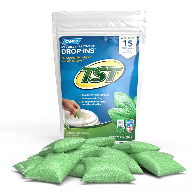 Camco TST RV Toilet Treatment DropINs  Control Unwanted Odors and Break Down Waste and Tissue  Septic Tank Safe  Fresh Scent  15pack 40264 - Image 2