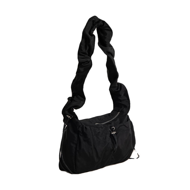 Women's Vintage Nylon Drawstring Pleated Crossbody Bag - Image 5