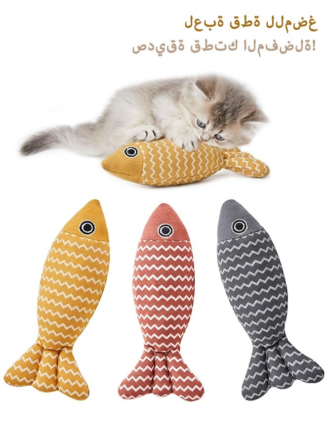 Sweet Life Cat Toys Fish, 3 Pcs Crinkle Sound Catnip Toys Soft Linen, Interactive Kitten Exercise Kicker Toys for Indoor Cats 7.8 Inches for All Breeds - Image 1