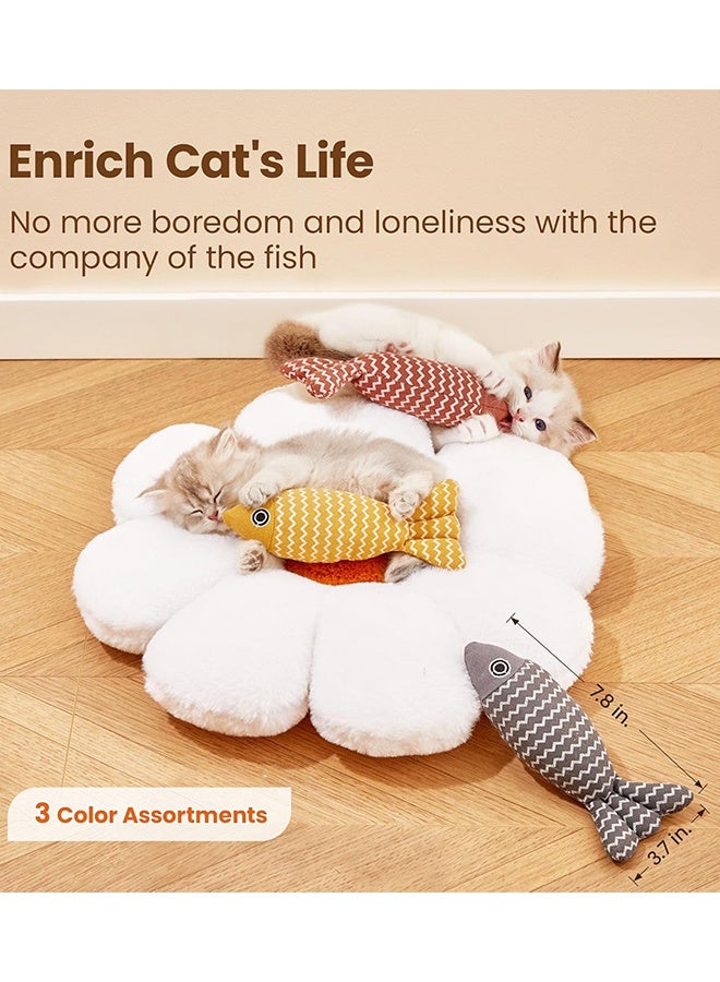 Sweet Life Cat Toys Fish, 3 Pcs Crinkle Sound Catnip Toys Soft Linen, Interactive Kitten Exercise Kicker Toys for Indoor Cats 7.8 Inches for All Breeds - Image 2