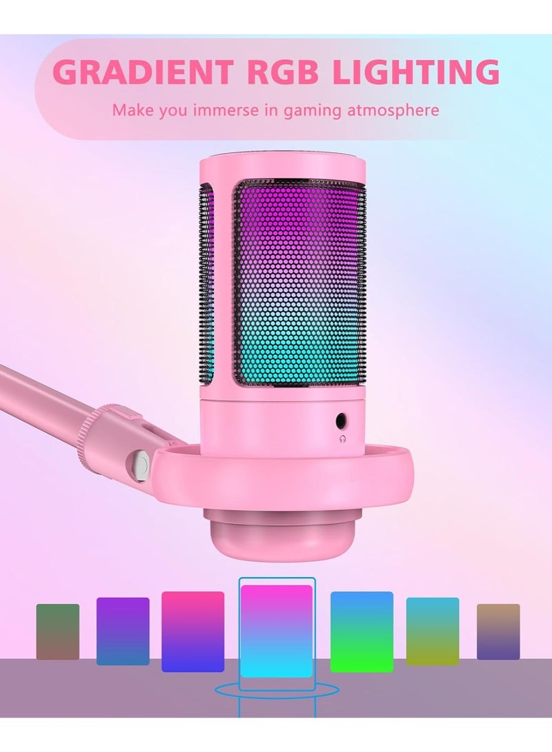 AROAQ RGB Gaming Microphone for PC/PS5 with Volume Controlling, Pop Filter, Gaming Mic with Quick Mute, Condenser Podcast Microphone for Streaming Twitch/Discord/YouTube - Image 3