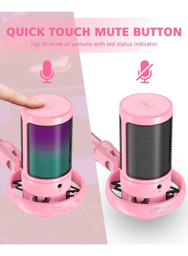 AROAQ RGB Gaming Microphone for PC/PS5 with Volume Controlling, Pop Filter, Gaming Mic with Quick Mute, Condenser Podcast Microphone for Streaming Twitch/Discord/YouTube - Image 5