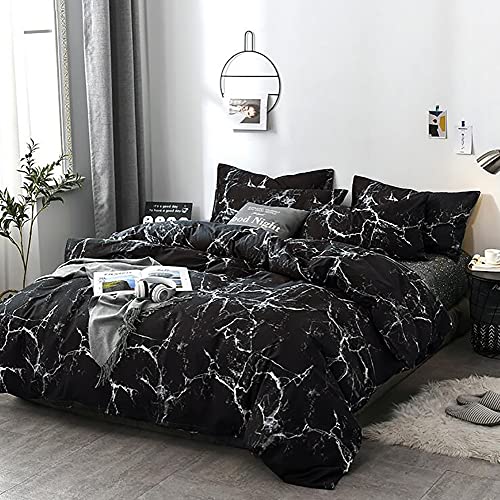 karever Black Marble Comforter Set Full/Queen White Texture Bedding Reversible Teen Boy Men Full Size Soft Lightweight Quilt Set, 3 PCs( 1 Comforter, 2 Pillowcases) - Image 5