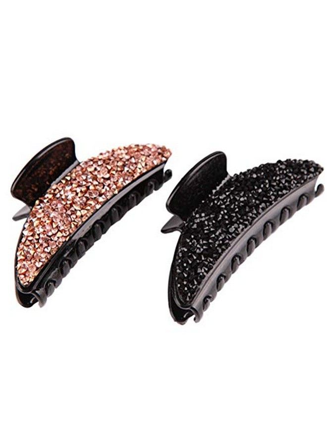 Lurrose 2Pcs Rhinestones Beads Hair Claw Clip Shiny Glitter Resin Hair Jaw Clips Elegant Crystal Nonslip Hair Barrettes For Women And Girls - Image 1