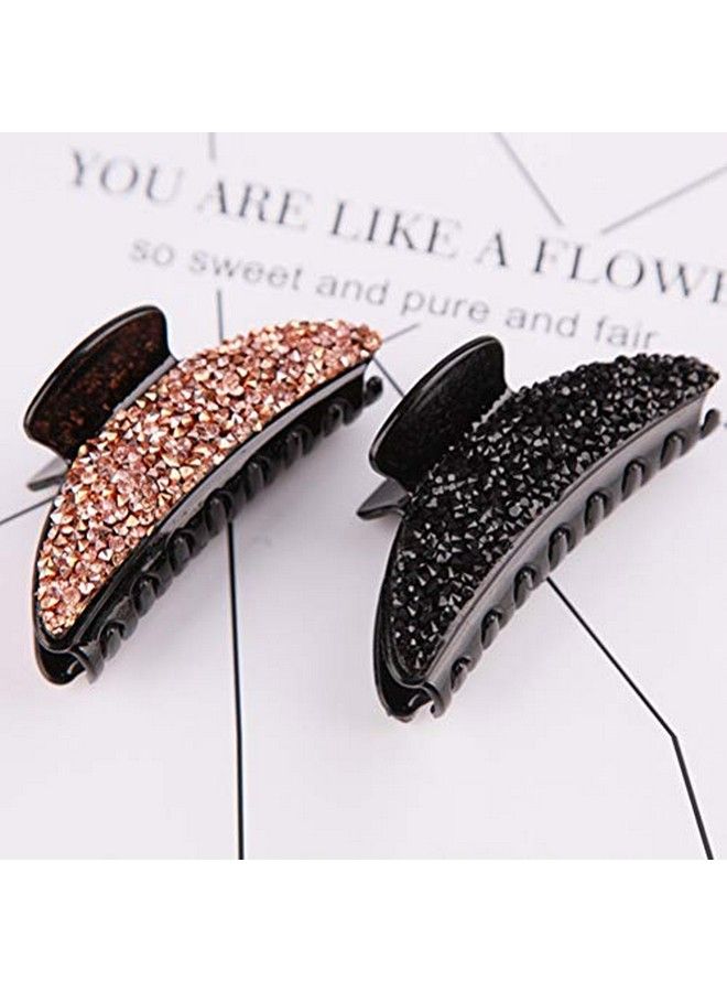 Lurrose 2Pcs Rhinestones Beads Hair Claw Clip Shiny Glitter Resin Hair Jaw Clips Elegant Crystal Nonslip Hair Barrettes For Women And Girls - Image 4