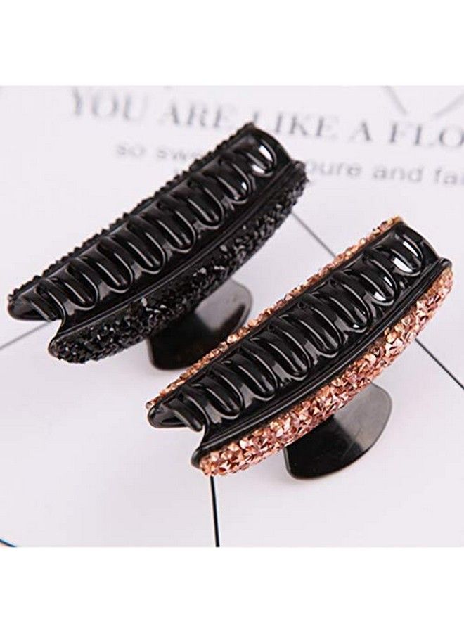 Lurrose 2Pcs Rhinestones Beads Hair Claw Clip Shiny Glitter Resin Hair Jaw Clips Elegant Crystal Nonslip Hair Barrettes For Women And Girls - Image 3