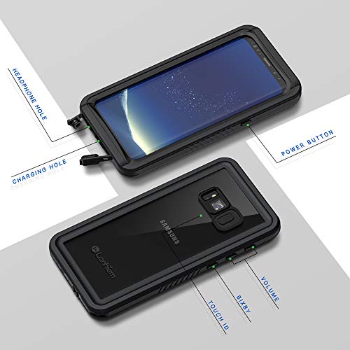 Lanhiem for Samsung Galaxy S8+ Plus Case, IP68 Waterproof Dustproof Case with Built-in Screen Protector, Rugged Full Body Shockproof Protective Phone Cover for Galaxy S8 Plus (Black) - Image 5