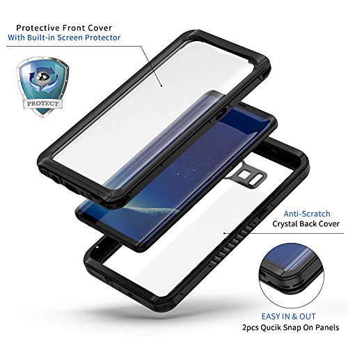 Lanhiem for Samsung Galaxy S8+ Plus Case, IP68 Waterproof Dustproof Case with Built-in Screen Protector, Rugged Full Body Shockproof Protective Phone Cover for Galaxy S8 Plus (Black) - Image 4