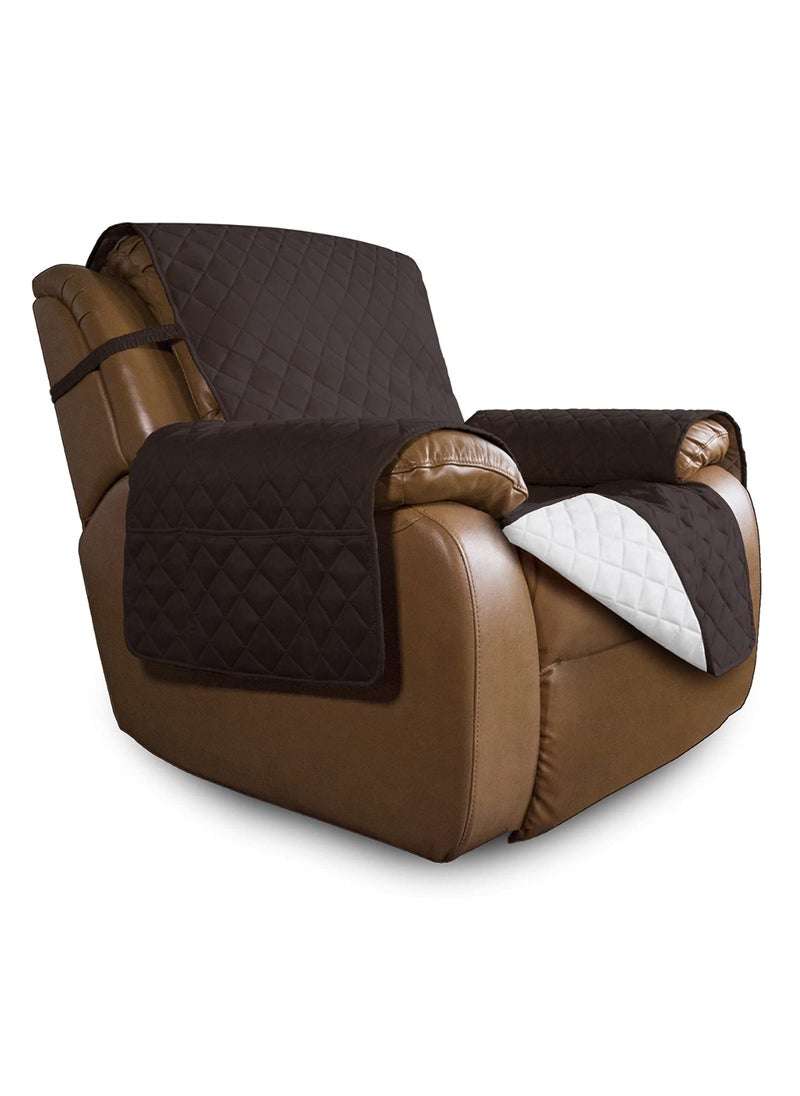 Easy-Going - Easy-Going Oversized Recliner Cover Reversible Couch Cover Sofa Cover for Living Room Water Resistant Furniture Protector with Elastic Straps for Pets Dog (Oversized Recliner, Chocolate/Ivory) - Image 1