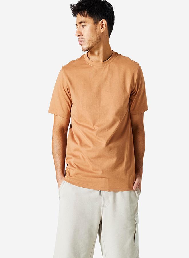 DECATHLON Men's Short-Sleeved Crew-Neck Fitness T-Shirt - Caramel - Image 1