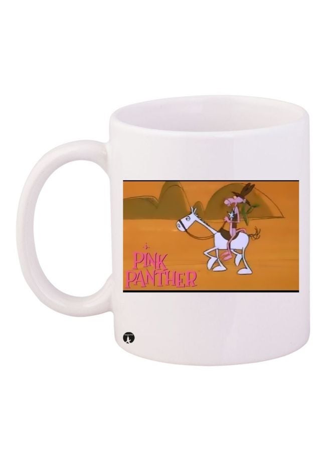 The Pink Panther Printed Coffee Mug White/Pink/Brown 11ounce