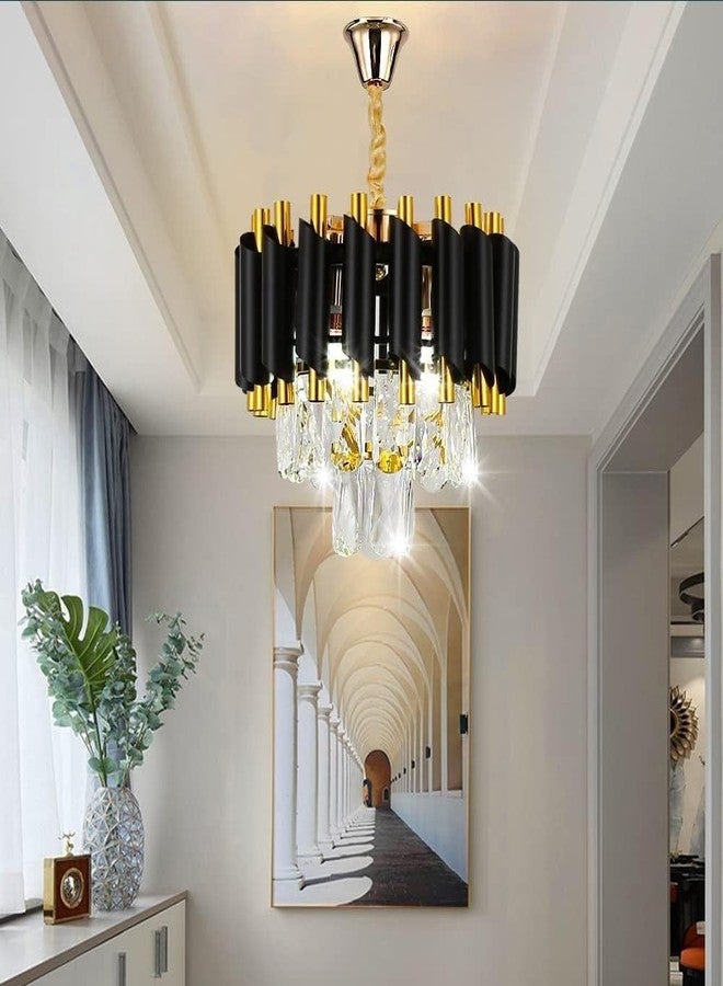 Desidiya Modern Crystal Chandelier 150watt Decorative Pendant Crystal Jhumar | for Home| Chandelier for Restaurant | Jhoomar for Hotel | Light Fixture (Black Indian, 300MM) - Image 4