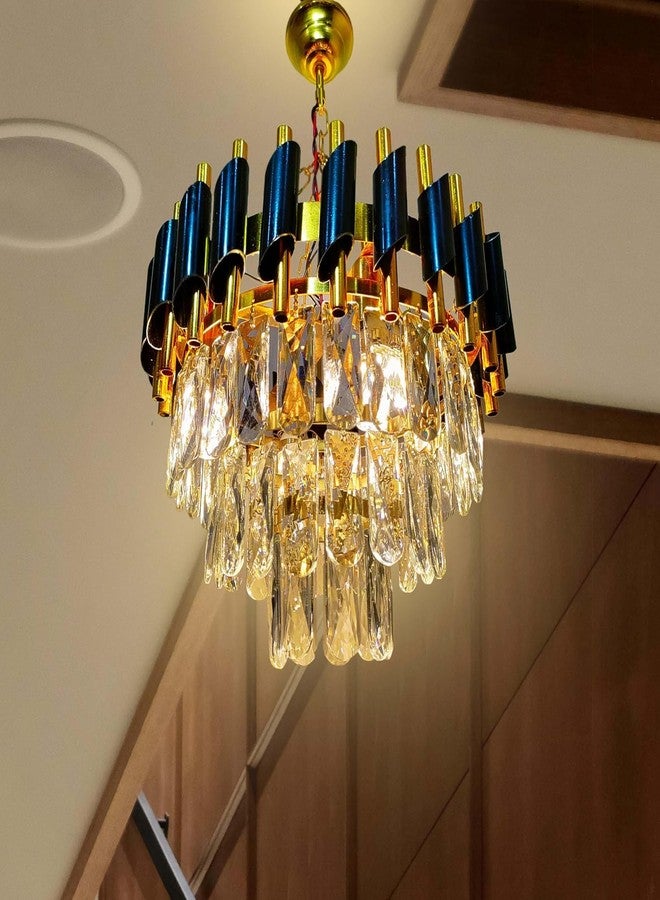 Desidiya Modern Crystal Chandelier 150watt Decorative Pendant Crystal Jhumar | for Home| Chandelier for Restaurant | Jhoomar for Hotel | Light Fixture (Black Indian, 300MM) - Image 1