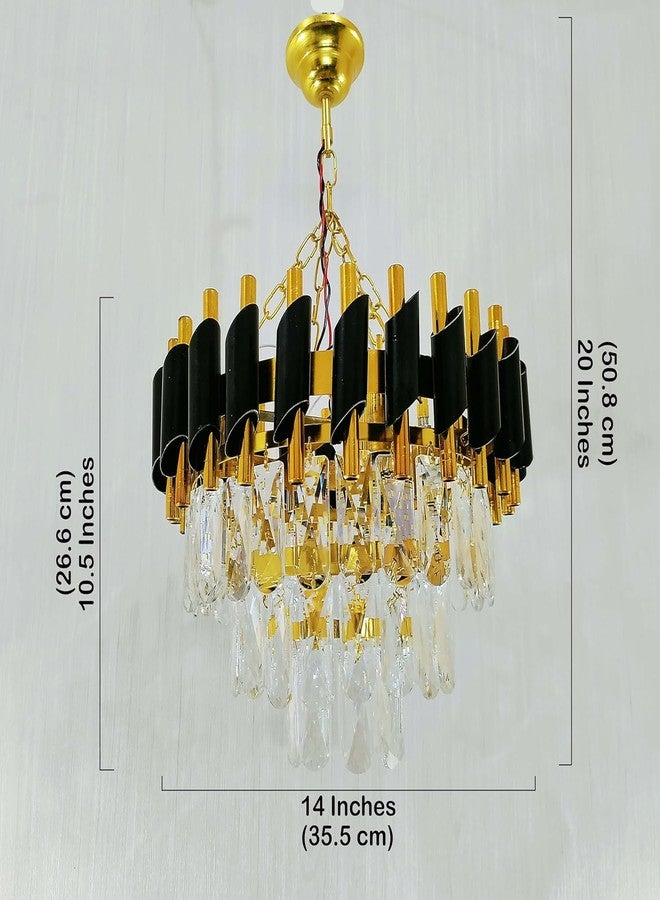Desidiya Modern Crystal Chandelier 150watt Decorative Pendant Crystal Jhumar | for Home| Chandelier for Restaurant | Jhoomar for Hotel | Light Fixture (Black Indian, 300MM) - Image 2