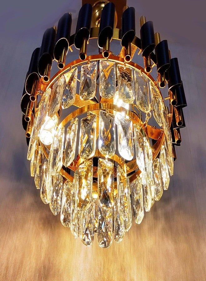 Desidiya Modern Crystal Chandelier 150watt Decorative Pendant Crystal Jhumar | for Home| Chandelier for Restaurant | Jhoomar for Hotel | Light Fixture (Black Indian, 300MM) - Image 3