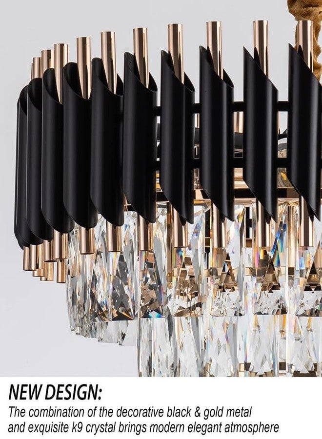 Desidiya Modern Crystal Chandelier 150watt Decorative Pendant Crystal Jhumar | for Home| Chandelier for Restaurant | Jhoomar for Hotel | Light Fixture (Black Indian, 300MM) - Image 5