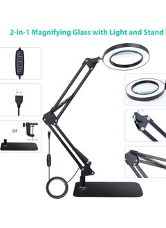 Aideli Upgraded 2-in-1 Magnifier with 72 LED Light & Stand, 10x Real Glass Magnifiers with Stand, 3 Color Modes, 10 Continuously Dimmable Tabletop Magnifiers for Close Up Work, Reading, Repair, Jewelry, Beauty & more.  - Image 1