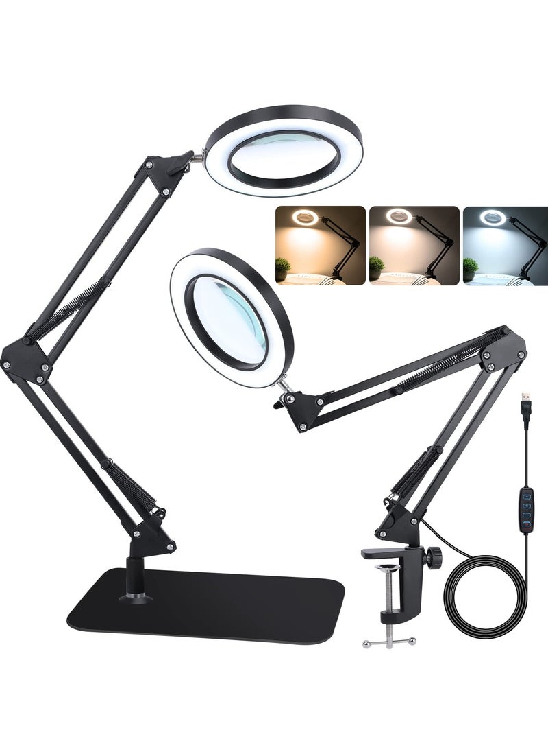 Aideli Upgraded 2-in-1 Magnifier with 72 LED Light & Stand, 10x Real Glass Magnifiers with Stand, 3 Color Modes, 10 Continuously Dimmable Tabletop Magnifiers for Close Up Work, Reading, Repair, Jewelry, Beauty & more.  - Image 2