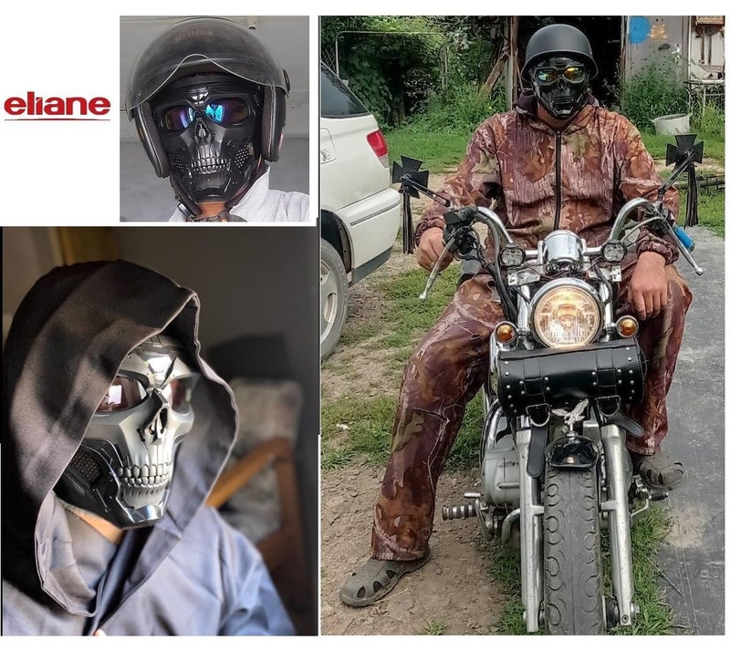 Eliane Reusable Goggle Mask Anti Scratch Uv Protective Face&Eyewear Windproof Dirt Shield with Soft Foam Padded Detachable Mouth Filter for Cycling Bike Off Road Racing Ride Unisex -Transparent Visor - Image 2