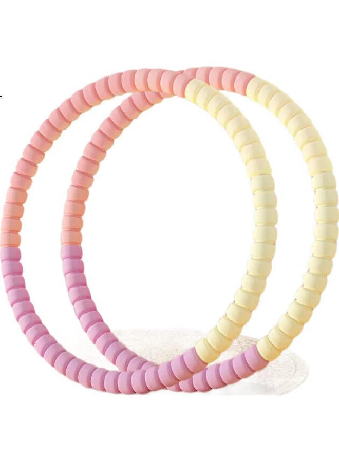 Dweck Removable Adjustable Hula Hoop Waist Exercise For Children And Adults, Shaping Fitness Abdominal Slimming Waist, Pink And White - Image 1