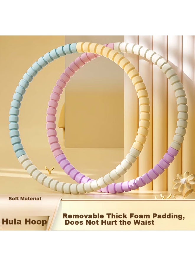 Dweck Duweike Removable Adjustable Hula Hoop Waist Exercise For Children And Adults, Shaping Fitness Abdominal Slimming Waist, Pink And White - Image 1