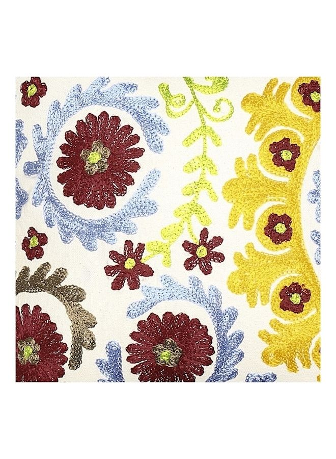 إسكدنيا وسادة مطرزة cotton أبيض/ أصفر/ أرجواني 40x40سم - Image 3