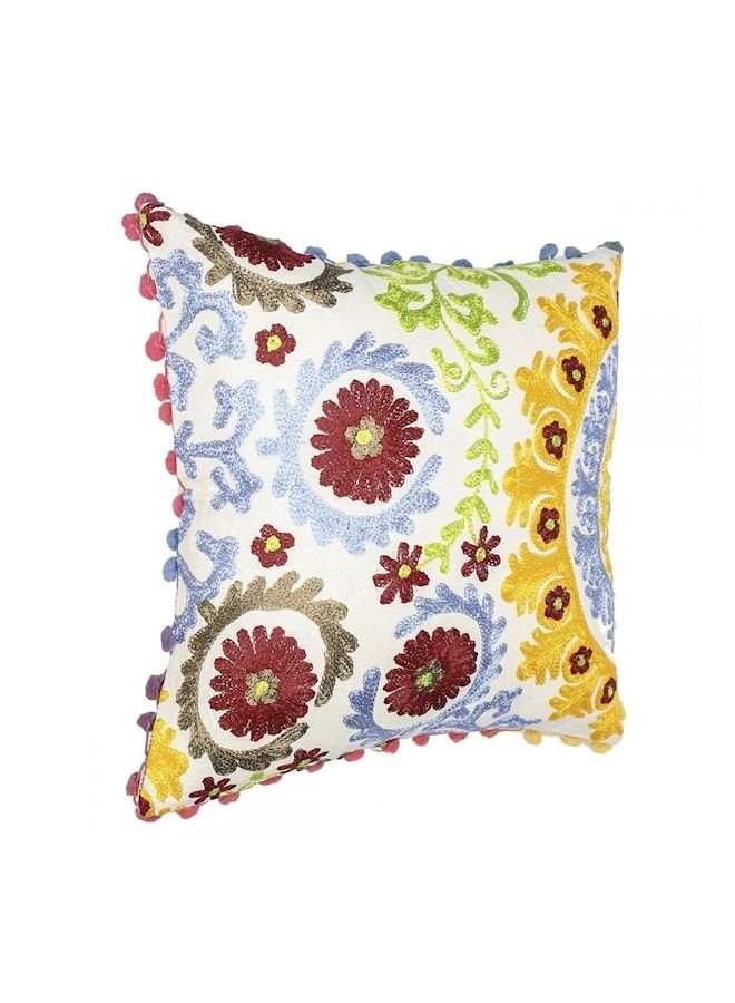 إسكدنيا وسادة مطرزة cotton أبيض/ أصفر/ أرجواني 40x40سم - Image 2