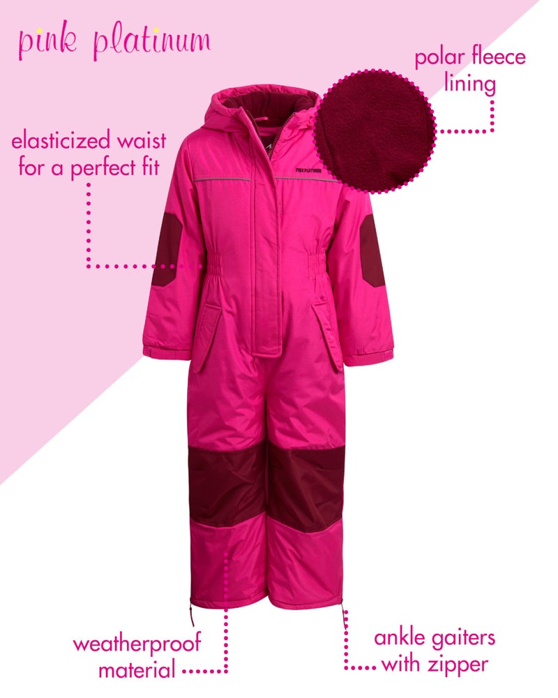 Pink Platinum Girls' Snowmobile Snowsuit (2T, Pink) - Image 2