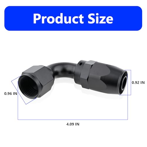 STPCTOU 10AN Hose End Fitting 90 Degree Swivel for Braided Fuel Hose, Black Anodized Aluminum (90 Degree, AN10) - Image 2