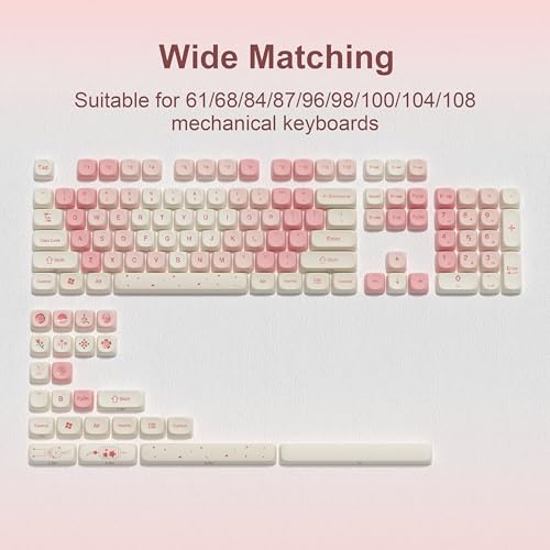 dagaladoo Cute PBT Keycaps Set,Pink Cherry Blossom,MOA Profile keycaps 60 75 100 Percent,Dye-Sub 133-key Custom Keyboard Keycap for TKL US Layout Mechanical Keyboard(only keycaps) - Image 2