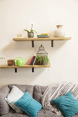 AVOCADO GOODS Heavy Duty Metal Wall Brackets: 6 x 6-inch Rustic Steel L Bracket for Hanging DIY Iron Shelving - Hang a Bookshelf or Industrial Shelves - 1.5-inch Wide x 5mm Thick Shelf Supports - Includes Screws - Image 4
