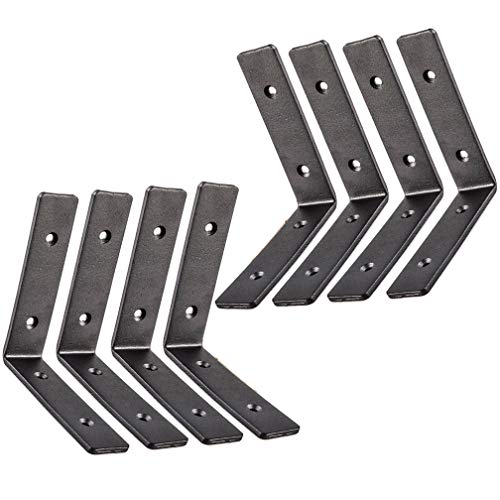AVOCADO GOODS Heavy Duty Metal Wall Brackets: 6 x 6-inch Rustic Steel L Bracket for Hanging DIY Iron Shelving - Hang a Bookshelf or Industrial Shelves - 1.5-inch Wide x 5mm Thick Shelf Supports - Includes Screws - Image 2