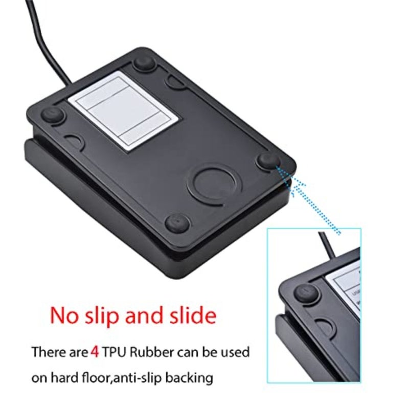 USB Foot Pedal Switch, Video Game PC Hands Free Footswitch One Key Control Program Computer Mouse Keyboard HID with 2m Cable, for Transcription, Push to talk, Zoom, Streaming, Gaming Black - Image 3