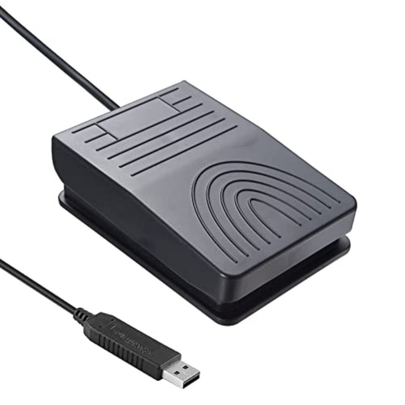 USB Foot Pedal Switch, Video Game PC Hands Free Footswitch One Key Control Program Computer Mouse Keyboard HID with 2m Cable, for Transcription, Push to talk, Zoom, Streaming, Gaming Black - Image 1