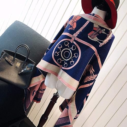 EXTREE أوشحة ربط تصميم موضة EXTREE للنساء - وشاح صوف صغير مزخرف باللون الشتوي الدافئ - Image 4