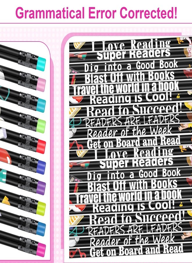 Tenare 150 Pcs Reading Motivational Pencils Bulk Fun Reading Pencils Wooden with Eraser Inspirational School Pencil Assorted Readings Black History Month Pencil for Reward Gift Stationery Party Favors - Image 3