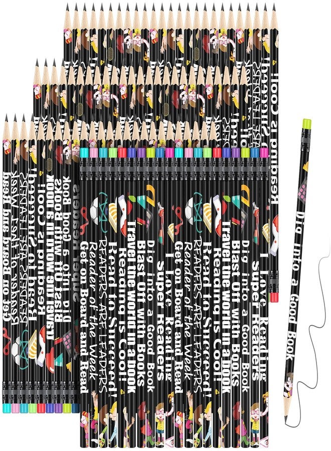 Tenare 150 Pcs Reading Motivational Pencils Bulk Fun Reading Pencils Wooden with Eraser Inspirational School Pencil Assorted Readings Black History Month Pencil for Reward Gift Stationery Party Favors - Image 1