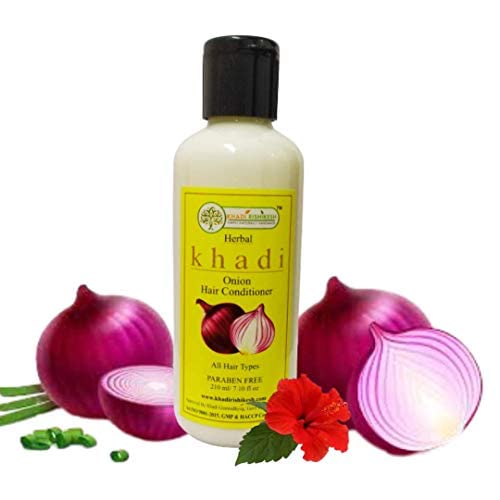 Khadi Rishikesh Ayurvedic Onion Hair Conditioner For Hair Growth & Hair Fall Control With Red Onion Juice,Fenugreek Seed| Long Strong,Frizz Free Hair-Women Men-210ML-अनियन कंडीशनर-WITH LOOFAH FREE - Image 1