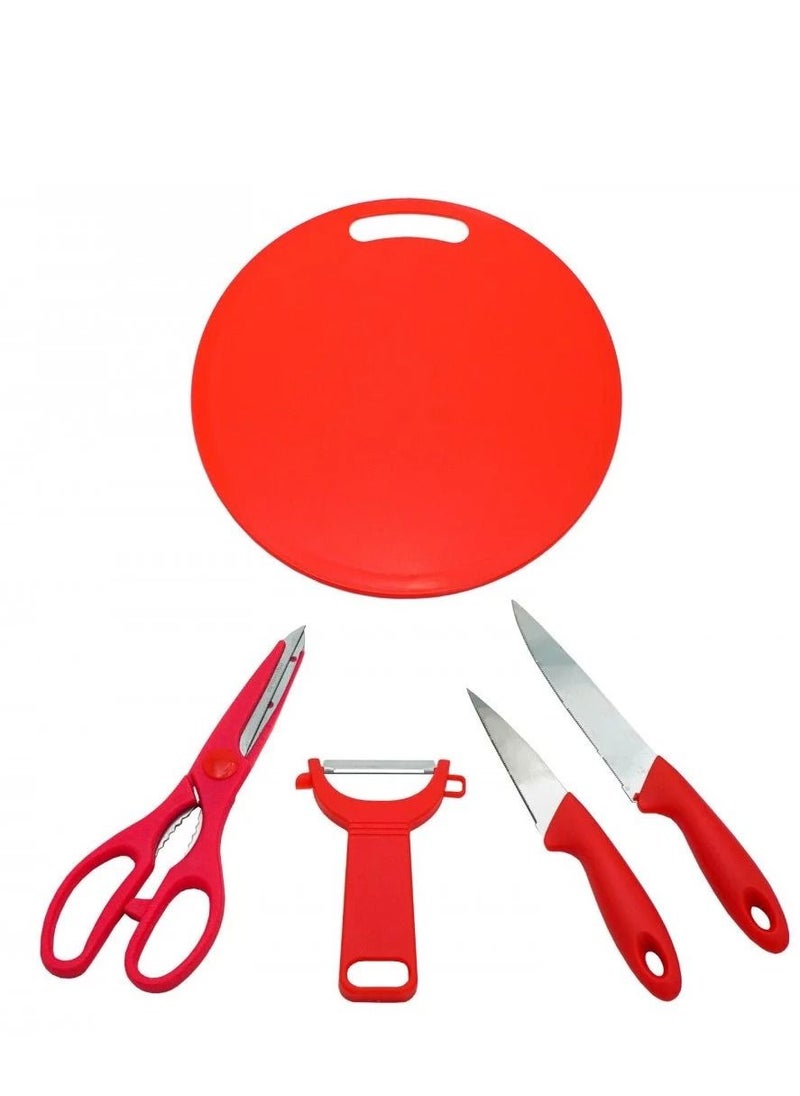 BASURRAH Multi-use peeler knife and scissors set, 5 pieces, circular, 20-44921  - Image 1