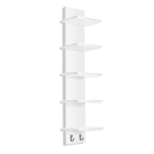 Sorbus 5 Tier Wall Shelf Unit with Hooks Vertical Column Utility Shelving for Home Decor and Storage Organizer WallMounted Floating Shelves for Bathroom Storage Bedroom Living Room - Image 1