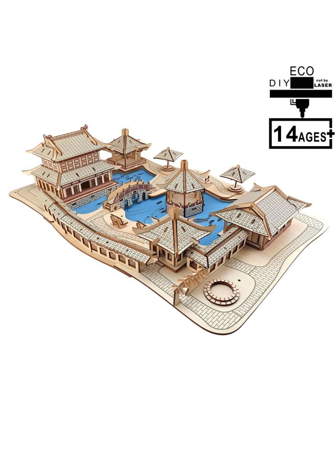 Xinlian Toys البيع المباشر حديقة سوتشو 3D خشبية بازل قطع DIY ألعاب تعليمية مصنوعة يدويا - اللون: XF-G027H حدائق سوتشو - Image 2