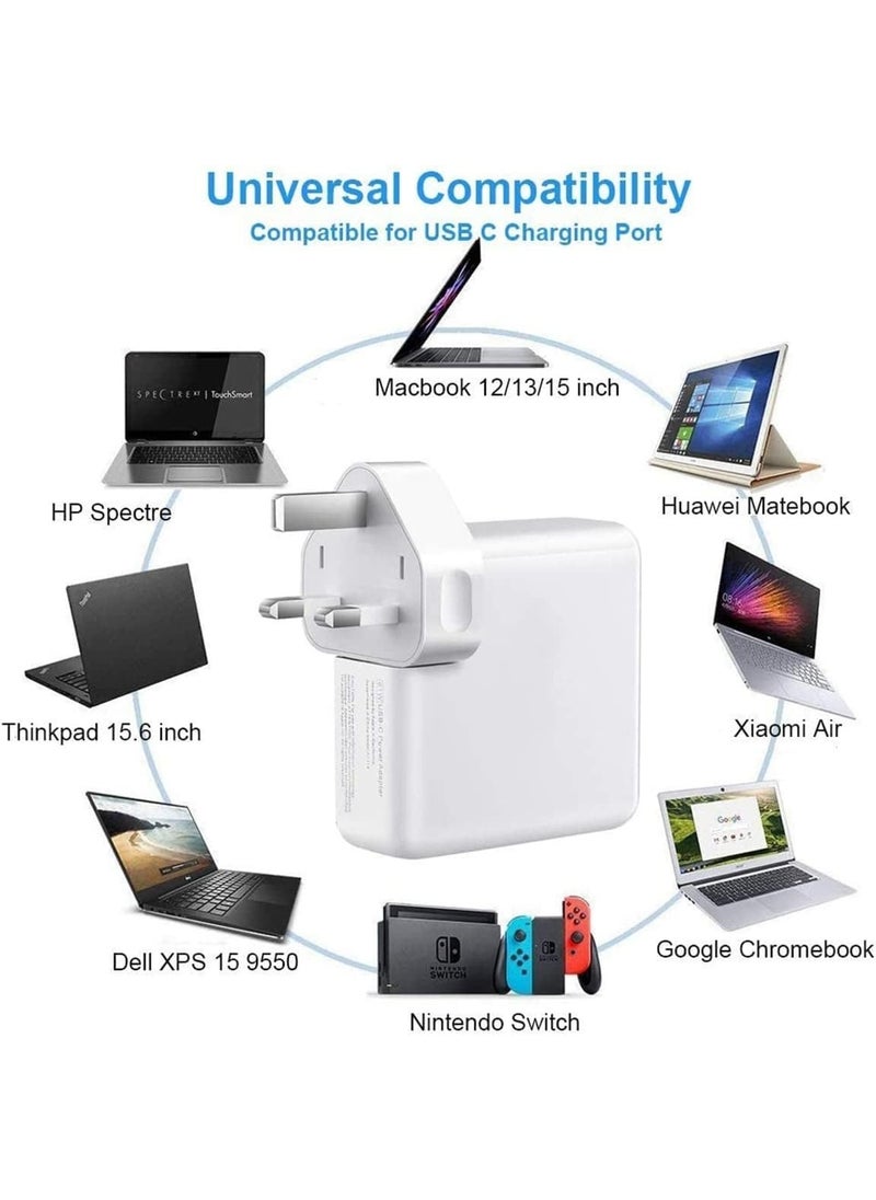 Pritzker 96W USB-C Fast Charger Replacement Type C Power Adapter for MacBook Pro 16/15/14/13'', Air, 12'' - Includes USB-C to C Cable (6.57ft/2m)  - Image 4