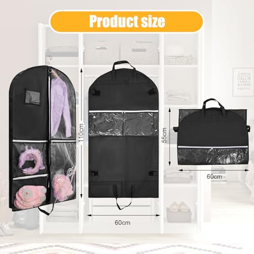 QEES 1 Pack Garment Bag for Dance Costumes,40 Inch Dance Garment Bags for Dancers Kids Dance Recital Bags Competition Cheer Uniform Garment Bag for Travel Storage,Dance Recital Gifts for Girls - Image 2