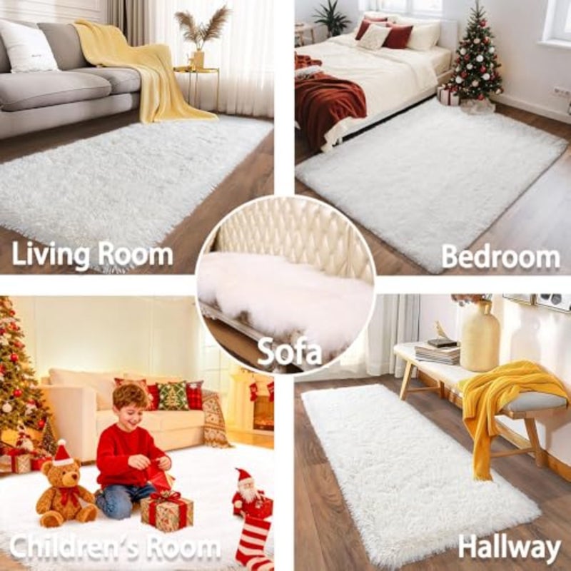 Modern Rug Living Room Decorative Rugs Plush, Soft Fluffy Plush Carpet, Washable Rug Bedroom Living Room Rug Rugs Living Room Heart Shape,35 x 70 cm - Image 5