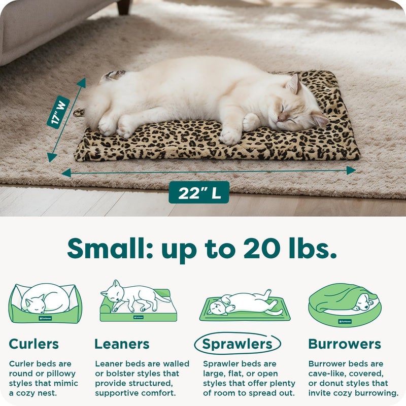 Furhaven ThermaNAP Self-Warming Cat Bed for Indoor Cats & Small Dogs, Washable & Reflects Body Heat - Quilted Faux Fur Reflective Bed Mat - Leopard, Small - Image 3