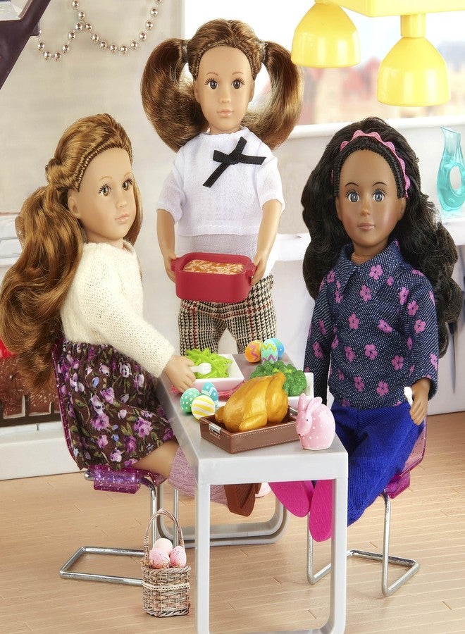 Lori - Dining Room Set for Mini Dolls - Dollhouse Furniture for 6-inch Dolls - Table, Chairs, Accessories - Toys for Kids - 3 Years + - Moderna Dining Set - Image 4