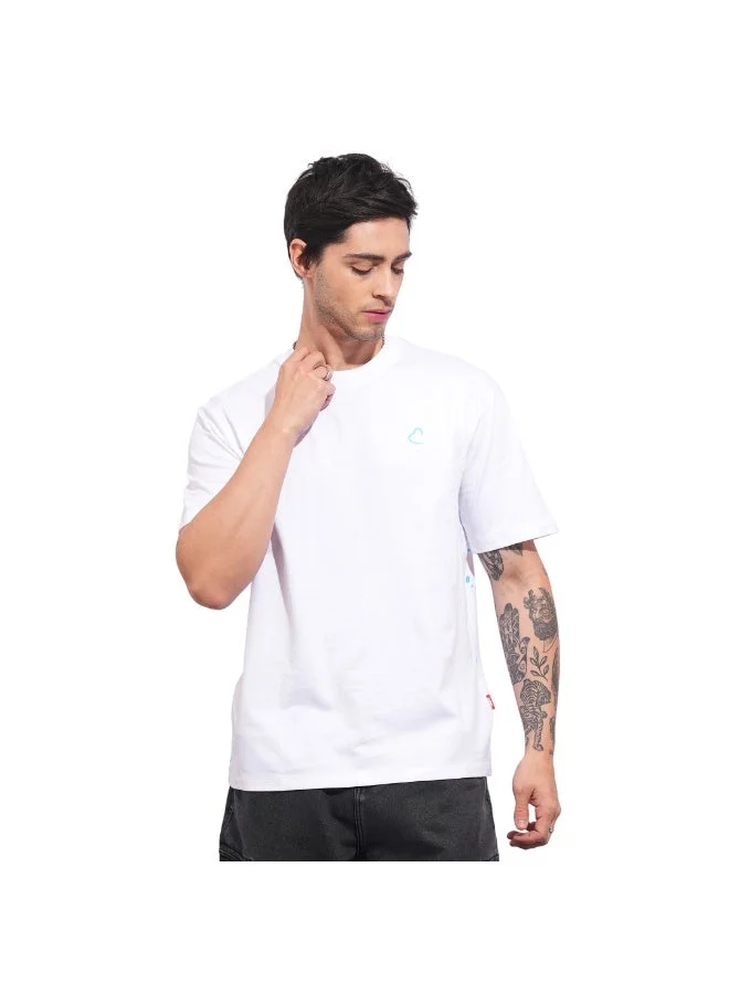 بيينغ هيومان Mens White Round Neck Short Sleeve T-Shirt